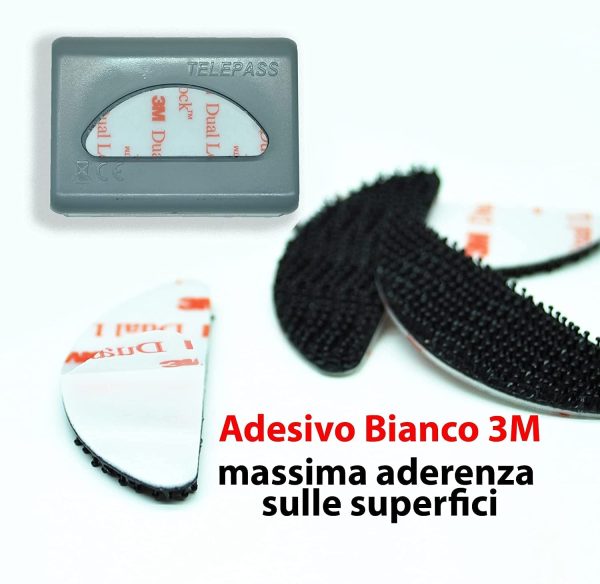 Adesivo Telepass Nero 2 Adesivi Telepass 3M Originale Telepass Auto Supporto per Telepass Porta Telepass Black - immagine 3