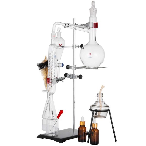 VEVOR Professional Laboratory Distillation Glass Kit 25 Pezzi, Unit?? di Distillazione del Vetro da Laboratorio, Apparecchio di Distillazione del Condensatore, Distillazione di Acqua Pura 500 ml - immagine 4