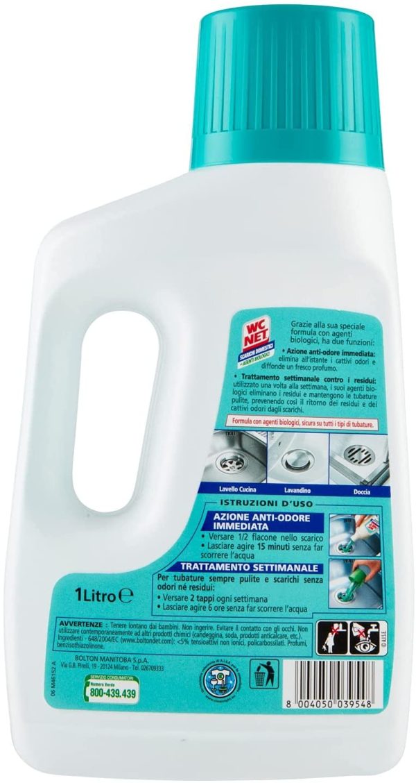 Wc Net Professional - Scarichi Domestici con Agenti Biologici, Trattamento Liquido, Fragranza Pino, 1000 ml - immagine 2