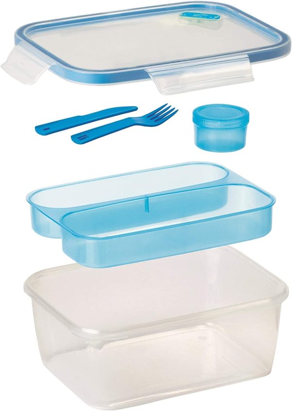 Lunch Box 1,5 LT-Rettangolare Blu con Posate - immagine 4