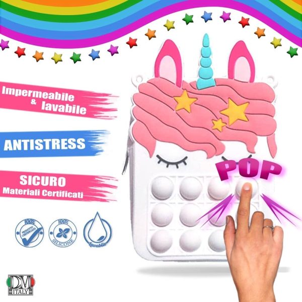 borsa unicorno bambina, borsetta unicorno bambina con tracolla vari colori (bianco) - immagine 2