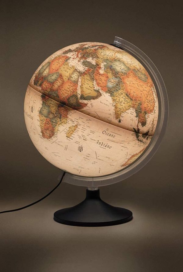 Tecnodidattica - Mappamondo Atmosphere Solid A, Luminoso, Girevole, cartografia Stile Antico e meridiano graduato, Diametro 30 cm - immagine 6