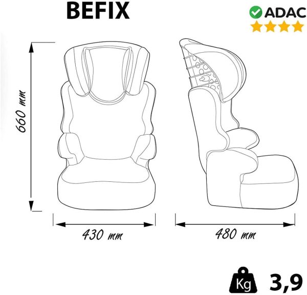 Seggiolino auto NANIA Befix Gruppo 2-3 (15-36kg) - produzione francese 100% - protezioni laterali - 4 stelle test ADAC/TCS (AVENGERS) - immagine 6