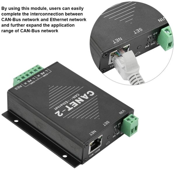 Convertitore da Ethernet a CAN, CANET-2 Convertitore di interfaccia da Ethernet a CAN Adattatore dati da CAN-Bus a LAN a 2 vie TCP/IP