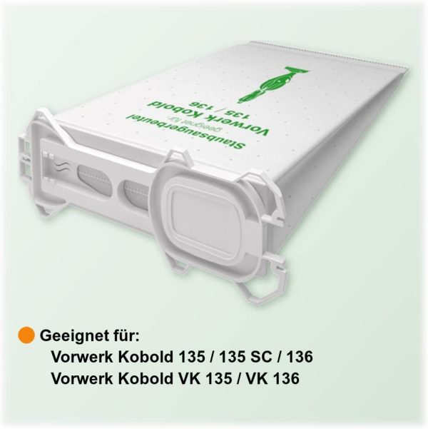 18 Sacchetti per aspirapolvere compatibili con Vorwerk Kobold 135, 136, 135SC, VK 135 e VK 136, 5 strati di tessuto non tessuto, sacchetti tipo VO 8335 con chiusura igienica - immagine 4