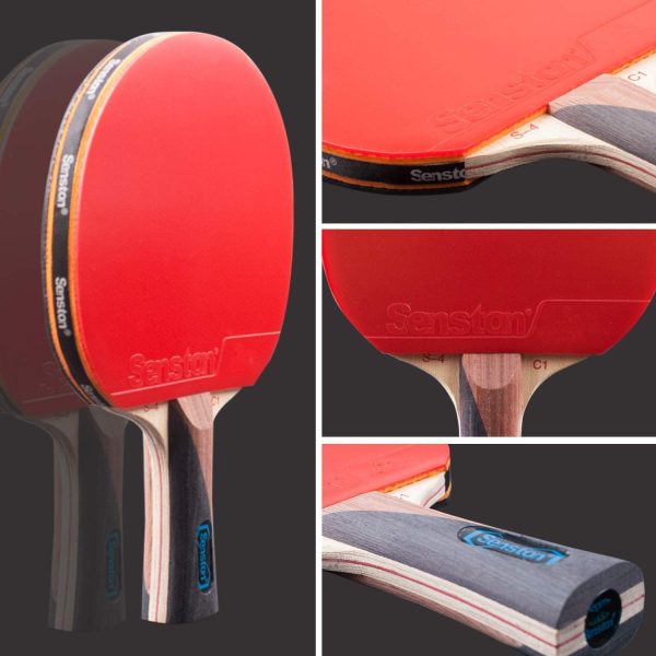 Senston Set da Ping Pong Set Racchette Ping Pong, 2 Racchette Ping Pong in Gomma a Doppia Faccia, 3 Palline Ping Pong, 1 Borsa Portatile - immagine 3