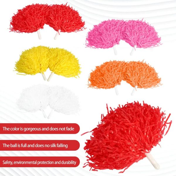 6Pcs Cheerleading Pom Poms Cheerleader Sport Party Dance Accessori Mantello Fiori Pompoms Cheers -7 Colori - immagine 2