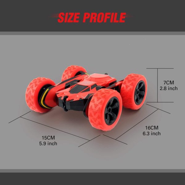 Macchina Telecomandata, 4WD RC Auto Telecomando 360?? Rotazione Acrobatica RC Stunt Car Telecomandate, 1:28 / 2.4GHZ Macchina Radiocomandata per Bambini Giocattoli - Rosso (Batteria Non Inclusa) - immagine 3