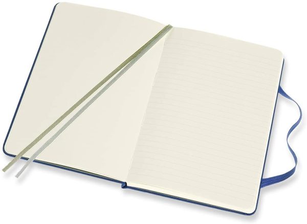 Classic Notebook, Taccuino con Pagine Bianche e a Righe, Copertina Rigida in Cotone Canvas e Chiusura ad Elastico, Formato Medium 11,5 x 18 cm, Colore Blu Lapis, 144 Pagine - immagine 2