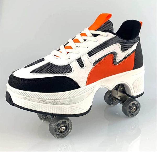 Scarpe con Rotelle Pattini A Rotelle 4 Ruote LED Skateboard Sneakers Scarpe Sportive con Rotelle Pattini in Linea per Adulti Unisex