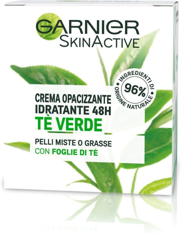 Garnier Crema Viso Idratante Opacizzante SkinActive, Ottima per Pelli Miste o Grasse, Arricchita con The Verde, 50 ml, Confezione da 1 - immagine 2