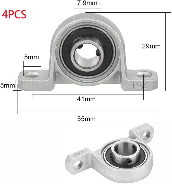 Cuscinetto Flangiato Da 8 Mm Cuscinetto Blocco Cuscino Blocco Cuscinetto In Lega Zinco Blocco Cuscinetto Autoallineante Cuscinetto Orizzontale Per Stampante 3D Diametro Interno 8 Mm Diametro 4 Pezzi - immagine 5