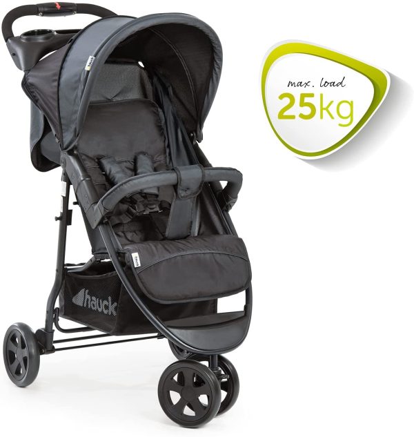 Hauck Passeggino Tre Ruote Citi Neo 2 25 kg Portata, Pieghevole con Una Mano, Leggero solo 7,5 kg, Porta Bevande, Posizione Nanna per Bebè e Bambini dalla Nascita, Grande Cesto, Grigio - immagine 2