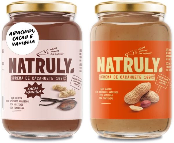 NATRULY Burro di Arachidi Naturale Senza zucchero, Senza Glutine e Senza Olio di Palma - 100% Naturale, 100% Vegan -Confezione 2x500g - immagine 4