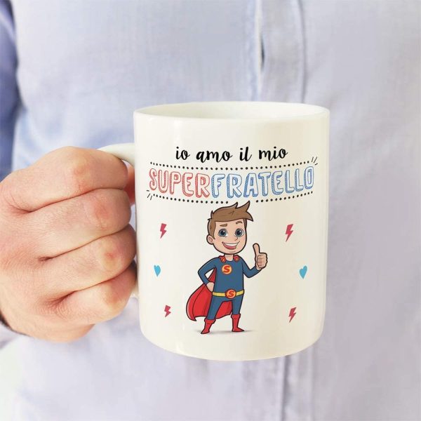 Fratello Tazza/Mug - Io Amo Il Mio Super Fratello - Idea Regalo Originale di Compleanno - Tazza Miglior Fratello in Ceramica. 350 ml - immagine 3