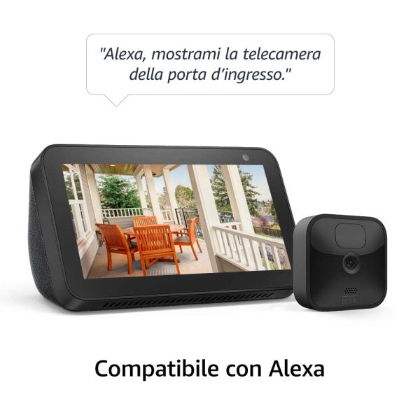 Blink Outdoor, Videocamera di sicurezza in HD, senza fili, resistente alle intemperie, batteria autonomia 2 anni, rilevazione movimento, compatibile con Alexa | 1 videocamera