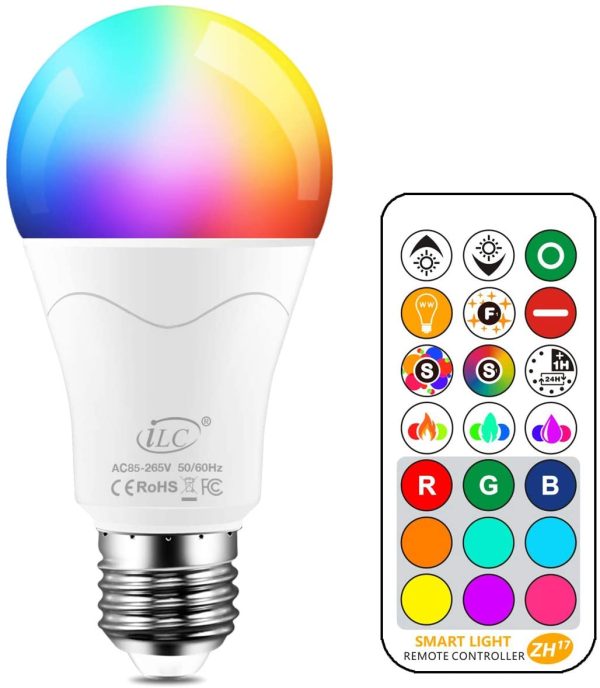 iLC 85W Equivalente Lampadine Colorate Led RGBW Cambiare colore Lampadina E27 Edison RGB LED Lampadine Led a Colori Dimmerabile Telecomando Incluso - immagine 3