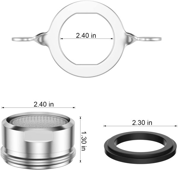 Rompigetto Rubinetto Aeratore 6pz, M24 Filtri Rubinetti Lavandino da Cucina e Bagno, Filtro Acqua Rubinetto in Acciaio Inox con Aereatori in ABS + 8 Guarnizioni e 1 Chiave Cromata, D'argento