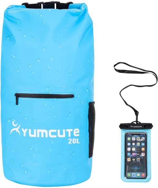 yumcute Borsa Impermeabile, Sacca Impermeabile da a Tracolla Regolabile 20L, Sacco Sacchetto con Cinghia Regolabile Lungo per Kayak Boat, Canottaggio/Pesca/Rafting/Nuoto/Snowboard - immagine 2