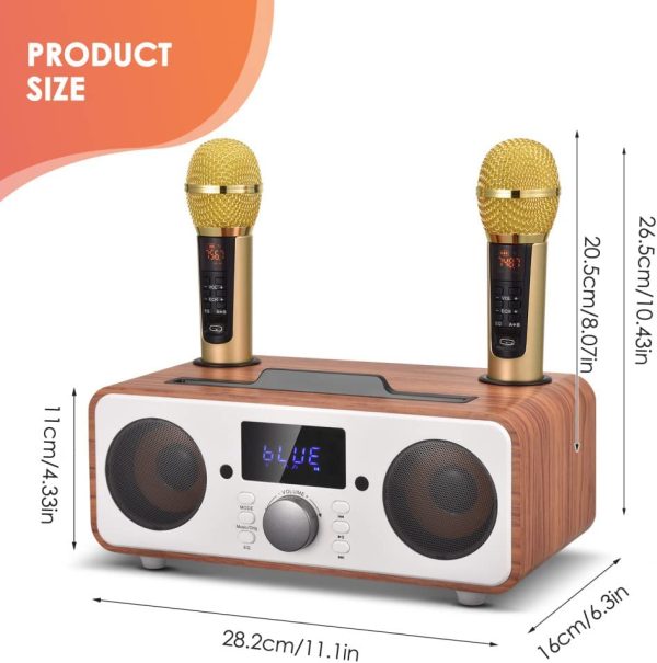 GJCrafts Karaoke Bluetooth Portatile, Sistema di Karaoke PA con 2 Microfoni Wireles, Karaoke Macchina Altoparlante con Supporto per Cellulare/USB, Sostegno Scheda TF/AUX In, per Riunioni, Picnic(Nero) - immagine 7