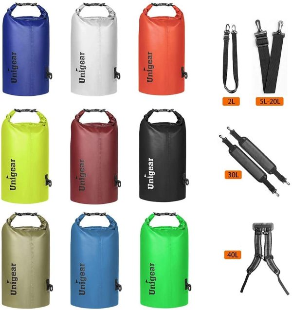 Unigear Borsa Impermeabile, Sacche Impermeabili Dry Bag per Trekking, Kayak, Pesca, Rafting, Campeggio, Sci con Omaggio Gratuito di Una Custodia Telefono Impermeabile - immagine 2