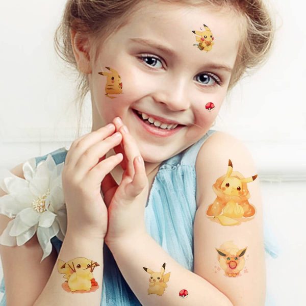 Tatuaggi Temporanei per Bambini, Pokemon Tatuaggi Sticker 7 Fogli, Temporanei Adesivi Per La Pelle, Adesivi Tatuaggi Set, Faccia Adesivi Temporanei per Festa di Compleanno Bambina Ragazzo Regali - immagine 4