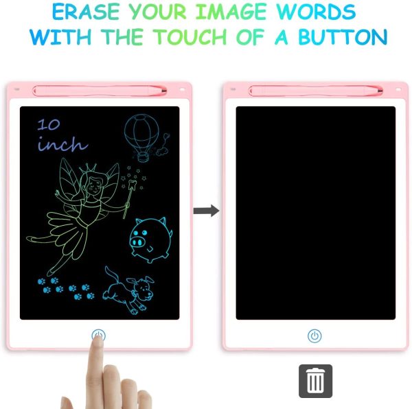 Vicloon Tavoletta Grafica LCD Scrittura, 10 Pollici Colorato Ewriter Writing Tablet Riutilizzabile, Lavagna da Disegno Digitale Portatile, Adatto a bambini e adulti, Della Casa Scuola Ufficio (Rosa) - immagine 7