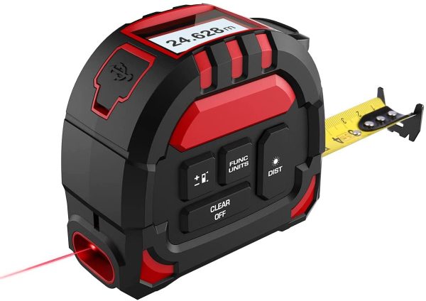 Metro Laser 40M, Misuratore Laser 2 in 1, Metro a Nastro 40M e nastro di misura 5M, con ricarica Type-C e display digitale LCD, 50 gruppi di memoria dati, misure di distanza/area/volume - immagine 2