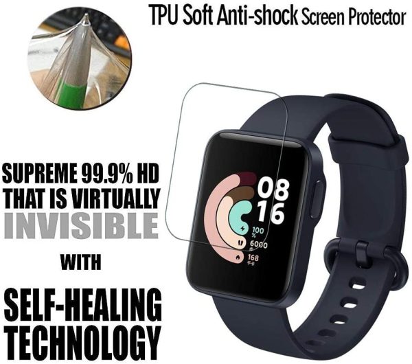 iVoler 6 Pezzi Pellicola Protettiva per Xiaomi Mi Watch Lite, Wet Applied Protezione Schermo [Bubble-Free-Riutilizzabile] HD Clear Film in TPU - immagine 3