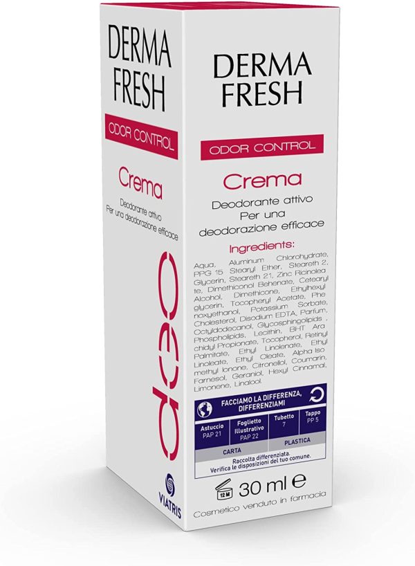 Dermafresh Odor Control Crema Deodorante Attiva per Sudore Particolarmente Maleodorante - 30 ml