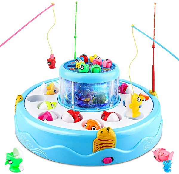 Baztoy Pesca Pesciolini Gioco Magnetico, Pesci Giocattoli per Bambini con Canne da Pesca & Luci & Musica Gadget Compleanno Regali Ragazzi Ragazze 3 4 5 6 7 Anni Bimbi Giochi Educativi Interattivi - immagine 4