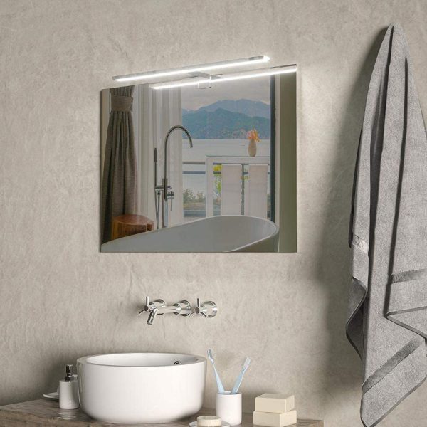 Bakaji Lampada da Specchio Bagno Applique Parete Muro Lunghezza 30cm Luce LED 6W 480lm Risparmio Energetico Bianco Freddo 6500K Design Moderno in Alluminio Cromato 3 Tipi di Installazione (30 cm) - immagine 5