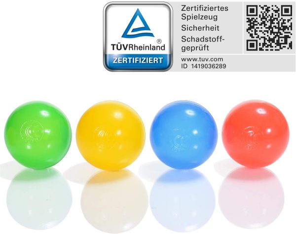 100 Palline per Piscina Bambini, Diametro 6 cm, Plastica Certificazione T??V Rheinland Senza Plastificanti - immagine 6