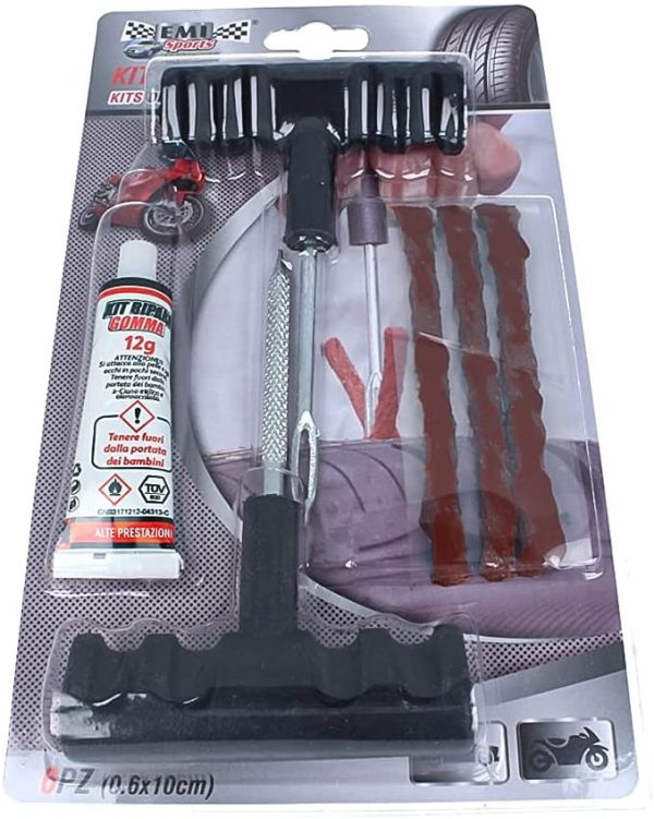 Kit Riparazione Gomme Moto Auto e Bicicletta, Attrezzi di Riparazione Pneumatici, per Riparazione di Forature (Set da 6 PCS)