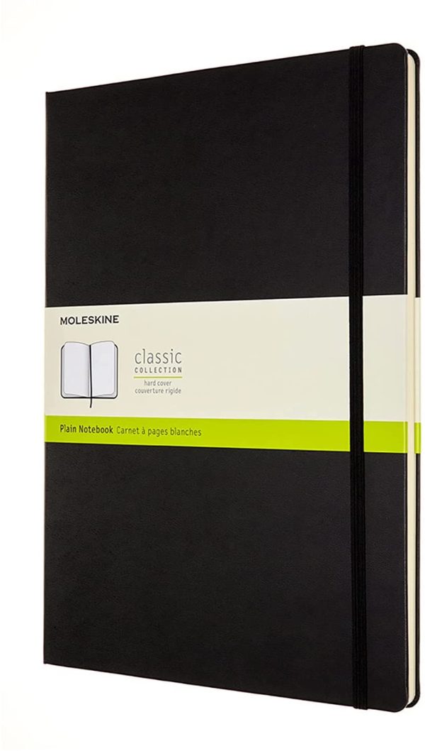 Classic Notebook, Taccuino con Pagine Bianche, Copertina Rigida e Chiusura ad Elastico, Formato A4 21 x 29.7 cm, Colore Nero, 192 Pagine