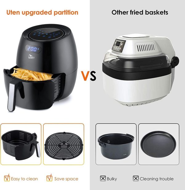 Friggitrice ad Aria 6,5 Litri,  Air Fryer XXL con 8 Programmi, Friggitrice ad Aria Calda Senza Olio, Display Digitale, Ricette PDF, Accessori Diversificati, Senza PFOA&BPA, 1800W. - immagine 8