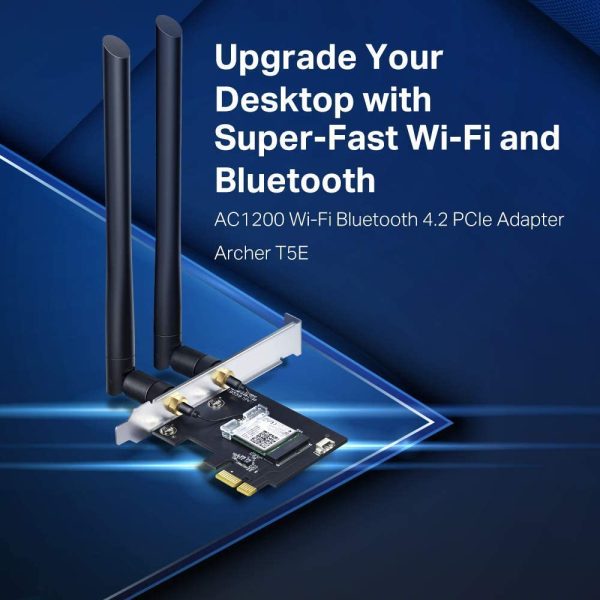 : Scheda di rete Wi-Fi con Bluetooth 4.2, AC1200 5G + 2.4G Wi-Fi Gigabit scheda PC WiFi, chipset Inter AC7265 con 2 antenne rimovibili ad alto guadagno 5dbi, Win 10/8.1/8/7 (ARCHER T5E)