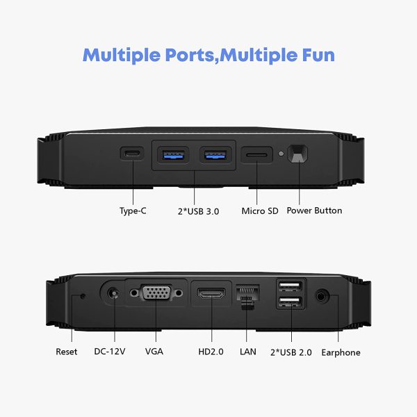 Chuwi Herobox Mini PC Intel Gemini-Lake J4125 Desktop Windows10 OS Quad Core 64 bit fino a 2,7 GHz 8 GB di RAM 256GB di ROM BT 4.0 e Dual WiFi Porta HDMI e VGA,USB3.0,USB 2.0 - immagine 4