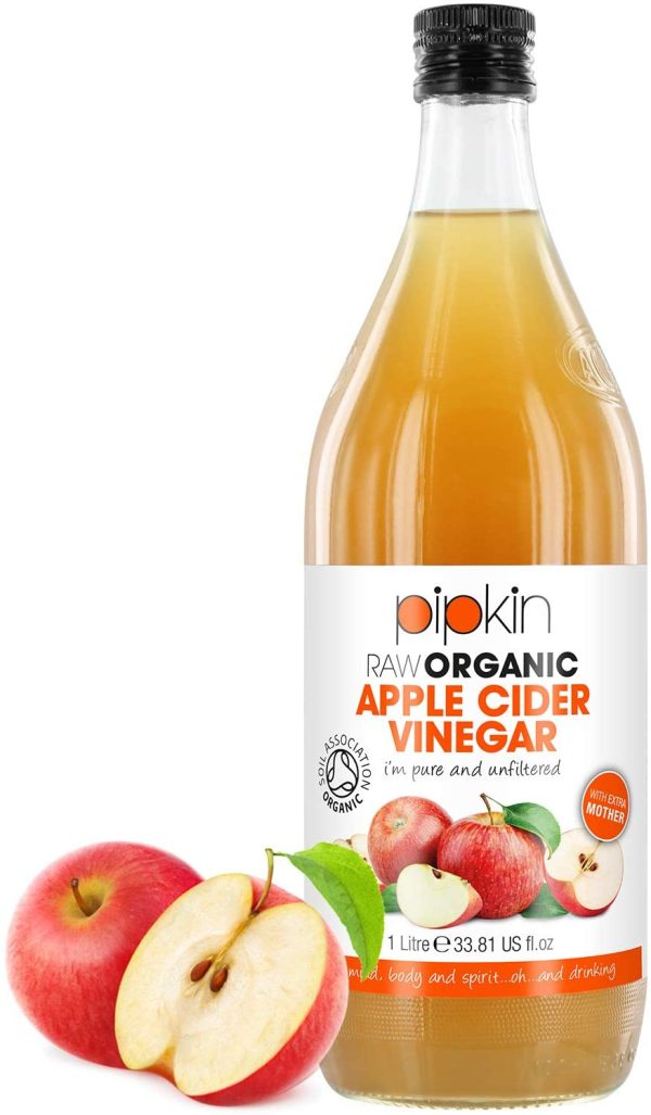 Aceto di mele Pipkin 100% biologico, Con la madre dell'aceto, Senza OGM, Pressato a freddo, Non raffinato, Non filtrato, Non pastorizzato, 5% di acidità, Vegetariano, Vegano e Kosher, 1000 ml - immagine 6