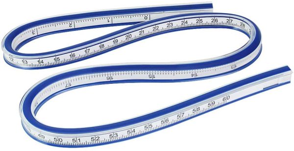 Curvilinee Deformabile Curva Flessibile 60 cm Righello Flessibile per Disegnare Curve, Tecnici, Abbigliamento Disegni Artistici (Blu)