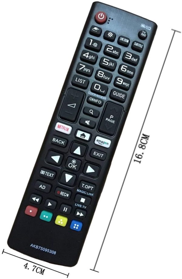 Nuovo telecomando alternativo di AKB75095308 adatto per vari TV LG Ultra HD con pulsanti Netflix Amazon,Nessuna configurazione richiesta TV Telecomando universale 32LJ610V 43UJ634V - immagine 2