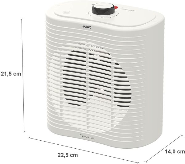 Compact Air, Termoventilatore piccolo e potente, Stufetta Elettrica, 2000 W, maniglia integrata, temperatura regolabile, funzione antigelo, dispositivo di protezione dai surriscaldamenti - immagine 2