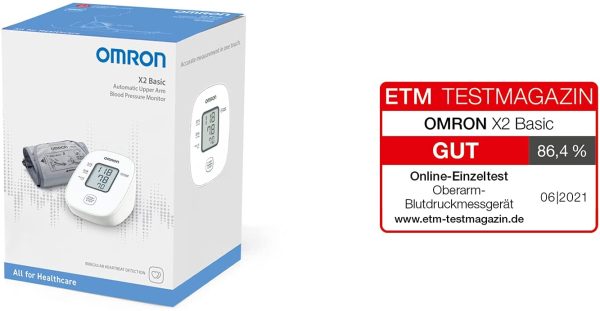 OMRON X2 Basic Misuratore di Pressione Arteriosa da Braccio - Apparecchio Automatico per Misurare la Pressione Sanguigna a Casa - immagine 6