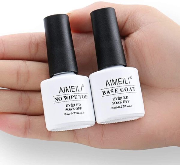 AIMEILI Base e Top coat Semipermanente Smalto Semipermanente per Unghie in Gel Soak Off UV LED Smalti Gel per Unghie Kit Semipermanente Unghie Kit per Manicure 2 x 8ml - immagine 4