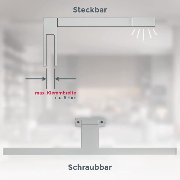 Luce da specchio LED, luce bianca neutra 4000K, larghezza 30 cm, lampada per bagno, luce per trucco, illuminazione armadietto, 5W 230V IP44 - immagine 5