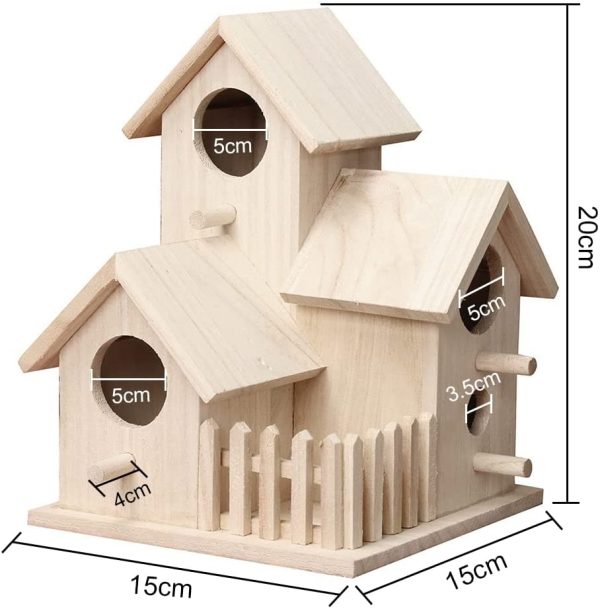 Casetta Uccellini da Esterno, Casetta per Uccelli Selvatici da Esterno, Casetta Uccellini Legno, Casetta per Uccellini da Appendere, Nido con Foro di Ingresso 35mm Nido Pettirosso Cinciarella Rifugio - immagine 7