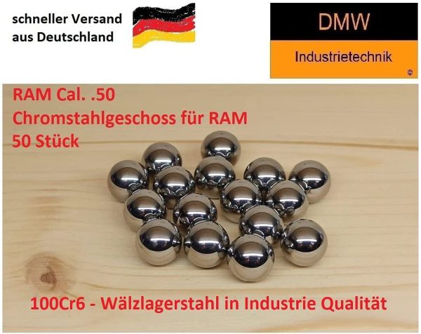 50 sfere in acciaio cromato Cal.50 in G28, qualit?? industriale, adatte per HDR HDP, materiale: 1.3505 (100Cr6 ?C acciaio per cuscinetti forestali), durezza: tra 60 e 66 HRC - immagine 3