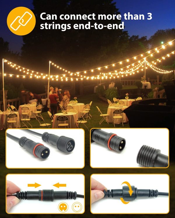 Catena Luminosa Esterno, 59.88ft/18.25M 30+3 G40 LED Luci Esterno Impermeabile & Infrangibile Luci LED Esterno IP44 Catene Luminose per Esterni per Caff?? Giardino Festa Matrimonio Terrazzo - immagine 6