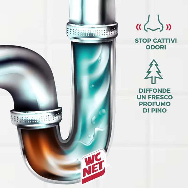 Wc Net Professional - Scarichi Domestici con Agenti Biologici, Trattamento Liquido, Fragranza Pino, 1000 ml