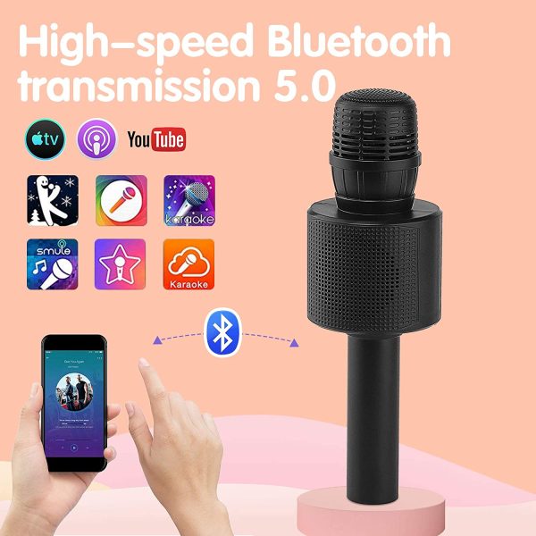 Microfono Karaoke, Ankuka K9 Microfono Bluetooth Wireless per Bambini con Altoparlante, Funzione Duetto, Home Party Speaker Bluetooth Portatile, Compatibile con Android/IOS/PC/Smartphone, Nero